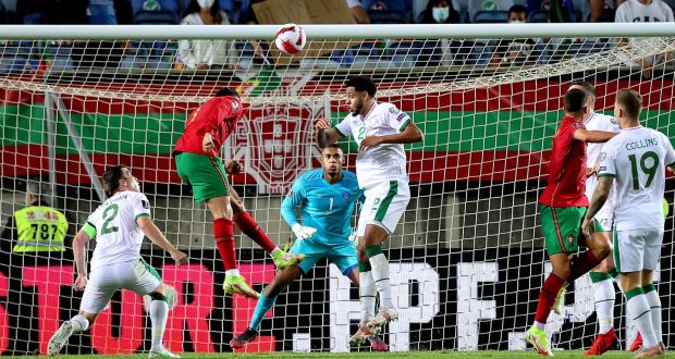 Cristiano Ronaldo’s brace denied Ireland a famous win in Portugal in September. Photograph: Ryan Byrne/Inpho