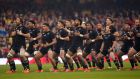 New Zealand perform the Haka before the Autumn Nations Series match against Wales at Principality Stadium, Cardiff last Saturday. Photograph: David Davies/PA Wire