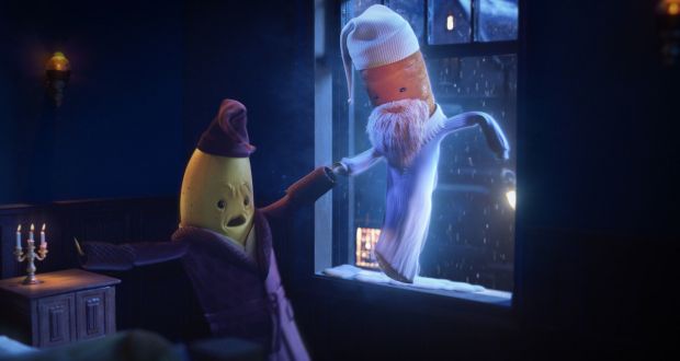 Ebanana Scrooge: the radicalised banana in Aldi’s Christmas advert. Photograph: Aldi/PA Wire