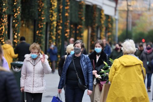 NEW MEASURES: Shoppers on Grafton Street, Dublin, after the Government introduced new measures to combat the spread of Covid-19. Photograph: Dara Mac Dónaill

