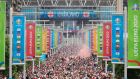  A view of Wembley Way as thousands of fans mingle before the Uefa Euro 2020 final between Italy and England at Wembley Stadium on July 11th, in London, the UK. Photograph: Simon Stacpoole/Offside/Offside via Getty Images