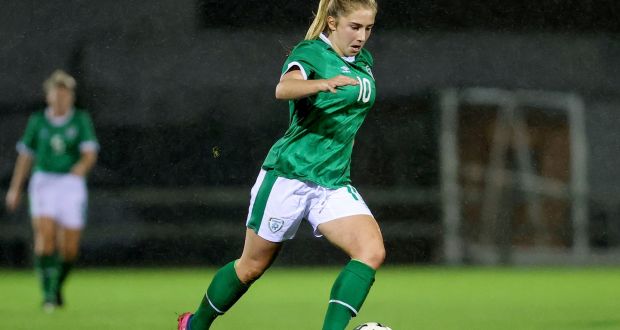 Ellen Molloy in action for Ireland under-19s against England last month. Photograph: Bryan Keane/Inpho
