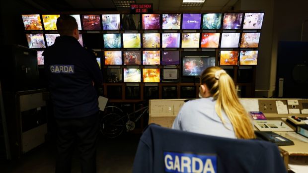 The control room at Pearse Street Garda Station with its live feed CCTV of Dublin’s city centre. Photograph: Alan Betson