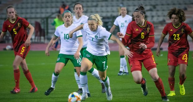Diane Caldwell in action for Ireland against Belgium last April. Photo: Patrick Smets/Inpho