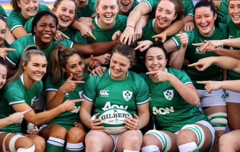 LAST HOORAH: The Ireland women’s rugby team gather around team captain Ciara Griffin during their Captain’s Run at the RDS. Griffin has decided to retire immediately following Saturday’s autumn Test against Japan. Photograph: Dan Sheridan/Inpho