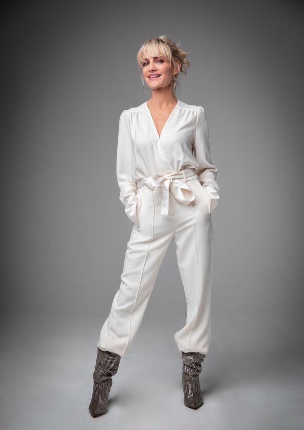 Ivory jumpsuit €340 from Reiss. Photograph: Barry McCall