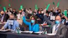 Delegates vote on a motion at the GRA’s annual delegates conference, in Killarney, Co Kerry. Photograph: Conor Ó Mearáin