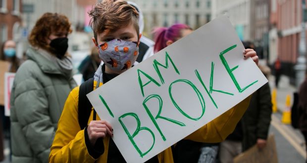 Al Fartukh from Ongar during a protest over Student fees on Molesworth Street, Dublin. Photograph: Gareth Chaney/Collins