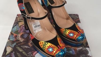 Valentino Garavani Blue Suede/ Leather Shoes inJapanese Butterfly Mary Jane pattern, €400-€600, Seán Eacrett