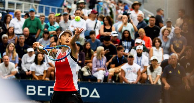 Peng Shuai during her qualifying match against Nicole Gibbs for the US Open tennis tournament at the Billie Jean King National Tennis Center in New York in  2019. Photograph: Demetrius Freeman/The New York Times