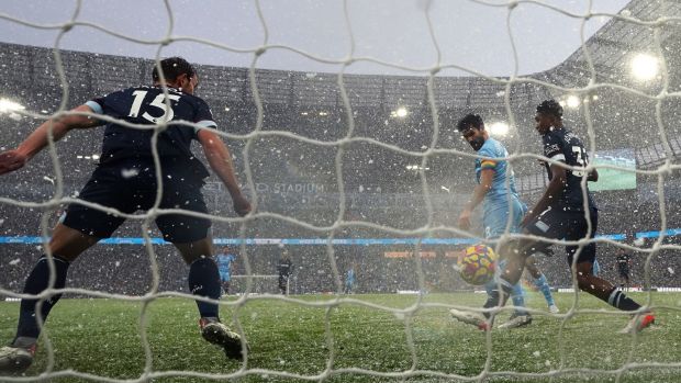 Manchester City’s Ilkay Gundogan scores in their Premier League match against West Ham. Photo: Nick Potts/PA Wire
