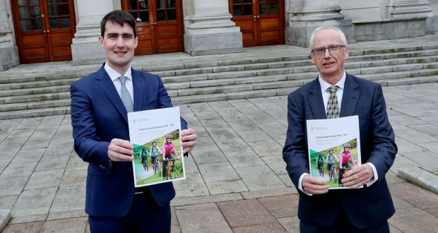 Sports Minister Jack Chambers and Sports Ireland CEO John Treacy at the launch of the Sports Action Plan  Plan 2021-2023 in Dublin.  Photograph: Maxwells s