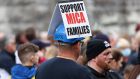 Thousands of homeowners affected by Mica, and their supporters, protest in Dublin for a 100 per cent redress scheme from the Government in October. Photograph: Laura Hutton 