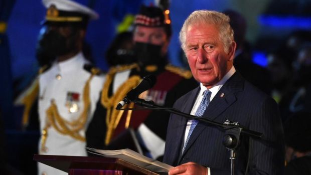 Prince Charles at the Presidential Inauguration Ceremony in Bridgetown, Barbados. Photograph: Jeff J Mitchell/Pool/Getty Images