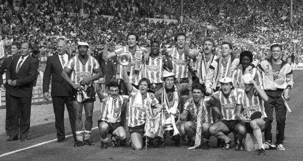 John Sillett (second left) with Coventry’s 1987 FA Cup winning side. Photograph: PA