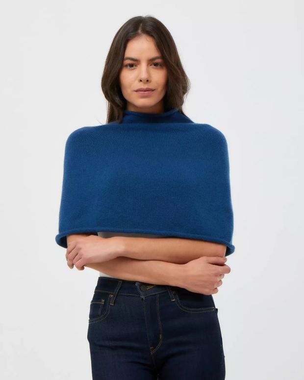 Blue cashmere wrap from Ekotree Knitwear