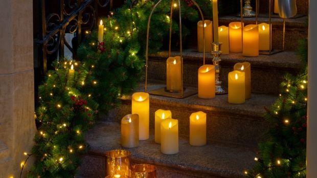 LED candles used to decorate stairs, from Harvey Norman, €20 for four