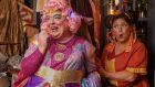 Ciaran Bermingham as Lola Twankey and Fionula Linehan as Wishee Washee, part of the Everyman Threatre panto   ensemblefor this year’s production of Aladdin. Photograph: Miki Barlok