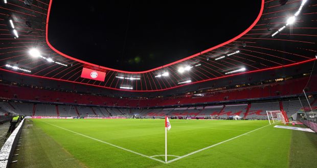 A general view inside the Allianz Arena prior to the Bundesliga match between Bayern Munich and Arminia Bielefeld. Photograph: Sebastian Widmann/Getty Images