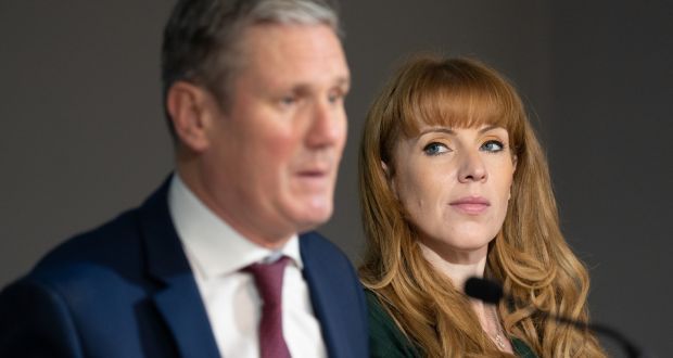 Labour leader Keir Starmer and deputy leader Angela Rayner hold their first shadow cabinet meeting after a reshuffle. Photograph: Stefan Rousseau/PA Wire