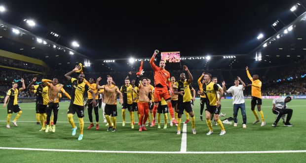 Young Boys celebrate beating Manchester United in September. Photograph: Sebastien Bozon/Getty/AFP