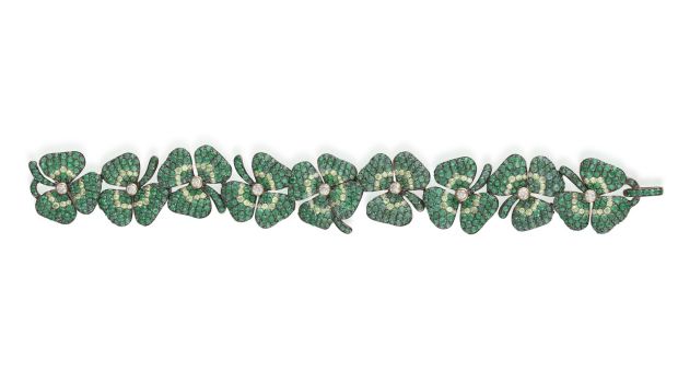 Emerald, peridot and diamond bracelet by Michele della Valle: €8,000-€10,000, Adam’s