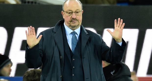 Rafael Benitez saw his Everton side beaten 4-1 in the Merseyside Derby at Goodison Park. Photograph: Peter Powell/EPA