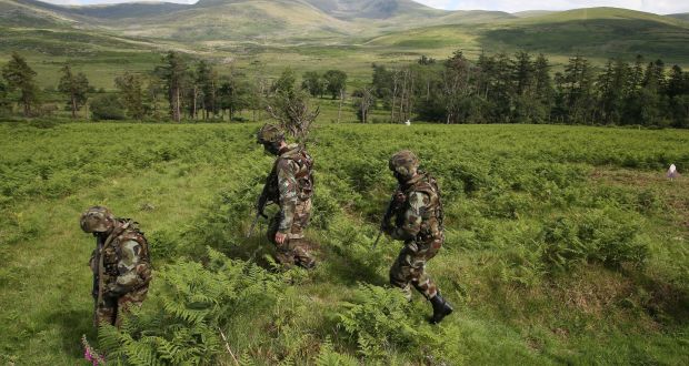 Members of the Defence Forces participating in a  training operation in the Curragh, Co Kildare. Photograph: Nick Bradshaw