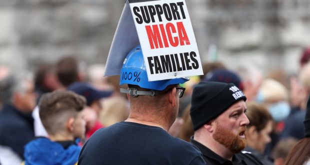 The Mica Action Group has called for a flat rate of €145 per square foot, and warned of renewed protests in Dublin if the sliding scale is not dropped before Christmas. Photograph: Laura Hutton / The Irish Times