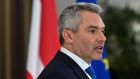 Austria’s interior minister and OeVP General-Secretary Karl Nehammer addresses a press conference to anounce that he has been named as Austria’s new chancellor  in Vienna on Friday. Photograph: AFP via Getty Images