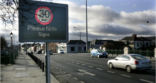 A road sign at Fairview, Dublin, showing the new city centre speed limit of 30km/h. File photograph: Dara Mac Dónaill 
