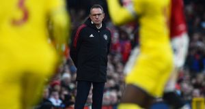  Manchester United manager Ralf Rangnick looks on during the Premier League match against Crystal Palace at Old Trafford. Phoograph: Peter Powell/EPA