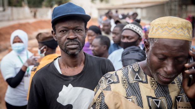 Kasseh Samura (50) one of the first in the queue to vote, said he was excited democracy had come back to the Gambia. Photograph: Sally Hayden