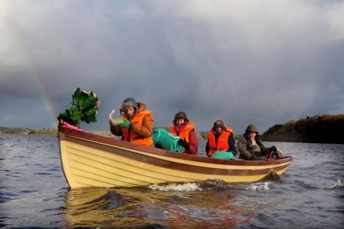 A ceremonial journey to Trinity Island, Lough Key, Co Roscomonn to transfer the tradition of the Annals of Lough Key to Br Motura. Photograph: Brian Farrell
