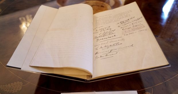 The British copy of the Anglo-Irish Treaty. Photograph: Enda O’Dowd