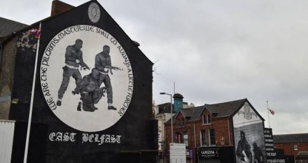 A loyalist paramilitary mural is displayed on the Newtownards road in Belfast in January. Photograph: Getty Images