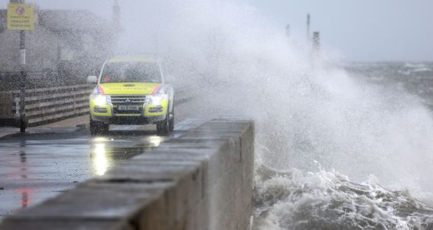 Storm Barra hits the coast in Dublin. Photograph: Dara Mac Dónaill