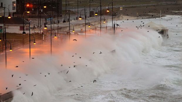 Storm Barra battering the promenade at Tramore, Co Waterford. Photograph: Noel Browne