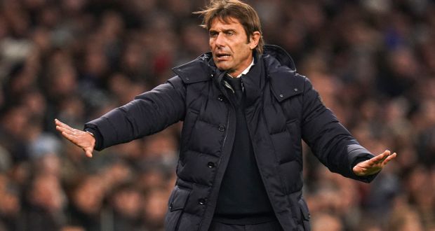 Tottenham Hotspur manager Antonio Conte admits he is ‘scared’ at the Covid outbreak in his squad which has led to the postponement of the club’s Europa Conference game against Rennes. Photograph: Adam Davy/PA Wire