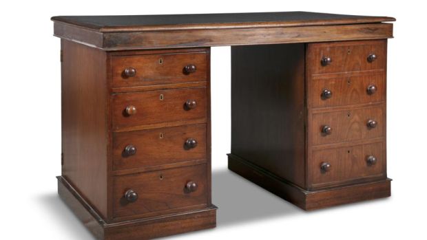 Victorian mahogany, twin-pedestal desk with secret compartment, €400-€600, Adam’s