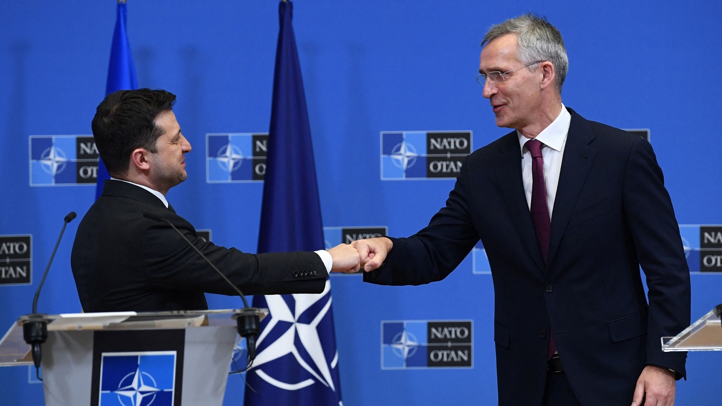 Nato says Russia will have no say in whether Ukraine can join alliance