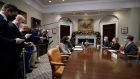 US president Joe Biden meets with members of the Covid-19 response team on the latest developments related to the Omicron variant, in the White House on Thursday. Photograph: Yuri Gripas/EPA