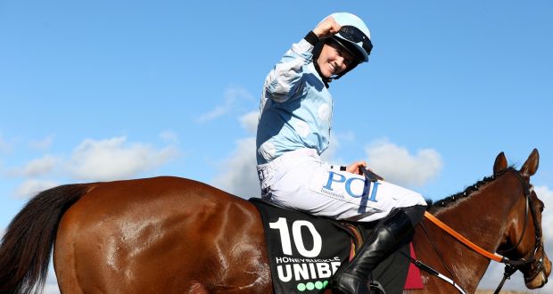 Rachael Blackmore became the first women to win the Champion Hurdle with Honeysuckle. Photograph: Michael Steele/Getty