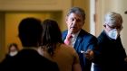 Senator Joe Manchin at the Capitol in Washington. In an interview with Fox News Sunday he said: ‘I cannot vote to continue with this piece of legislation. I just can’t.’ Photograph: Stefani Reynolds/The New York Times