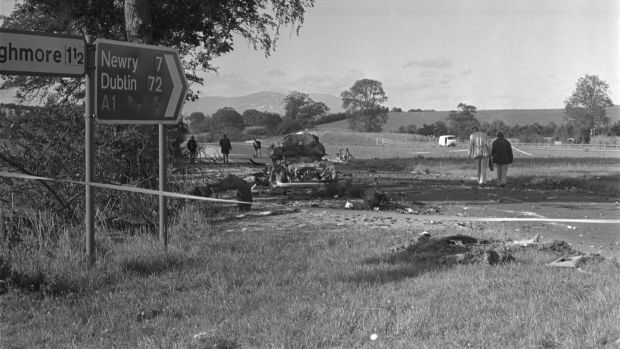 The scene of the Miami Showband murders at Buskhill, Co Down, Northern Ireland, 31st July 1975. Photograph: Independent News and Media/Getty Images