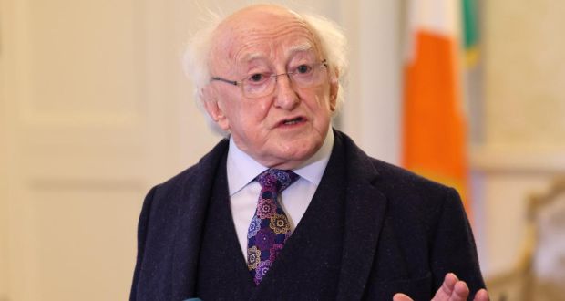 President Michael D Higgins signed the Official Languages (Amendment) Bill   into law at Áras an Uachtaráin on Wednesday afternoon. Photograph: Dara Mac Dónaill
