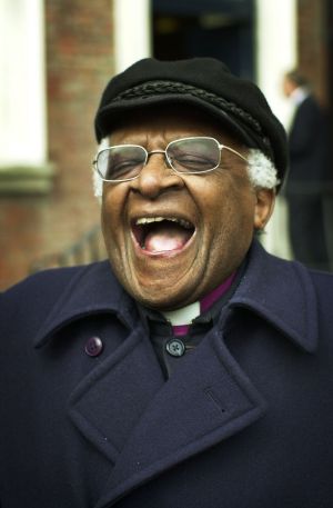 Archbishop Desmond Tutu of South Africa arriving at a conference in Dublin Castle - Partnership to Fight HIV/AIDS in Europe and Central Asia. Photograph by Frank Miller / The Irish Times
