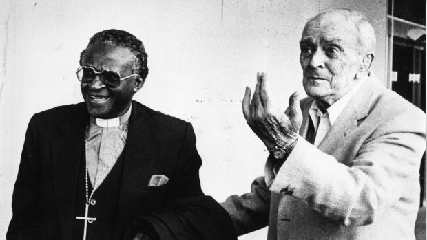 Desmond Tutu with Seán MacBride in 1984. File photograph: The Irish Times