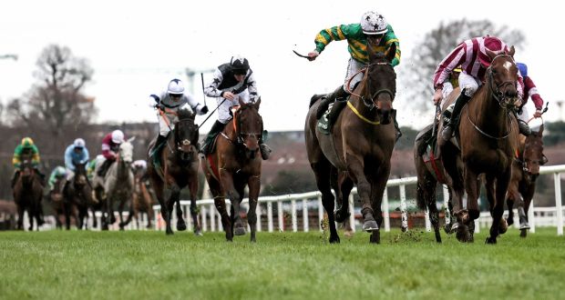Sean Flanagan on School Boy Hours comes home to win the Paddy Power Chase at Leopardstown. Photograph: Laszlo Geczo/Inpho