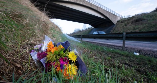 Flowers near the scene of a fatal collision on the N52 at  Kells, Co Meath. Photograph:  Colin Keegan/Collins Dublin